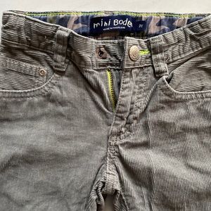 Mini Boden straight leg corduroy pants 3t grey-green color